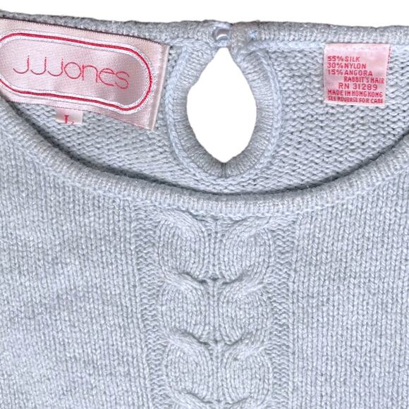 Vintage Blue Angora & Silk Sweater size Large Puff Sleeves - Picture 5 of 5